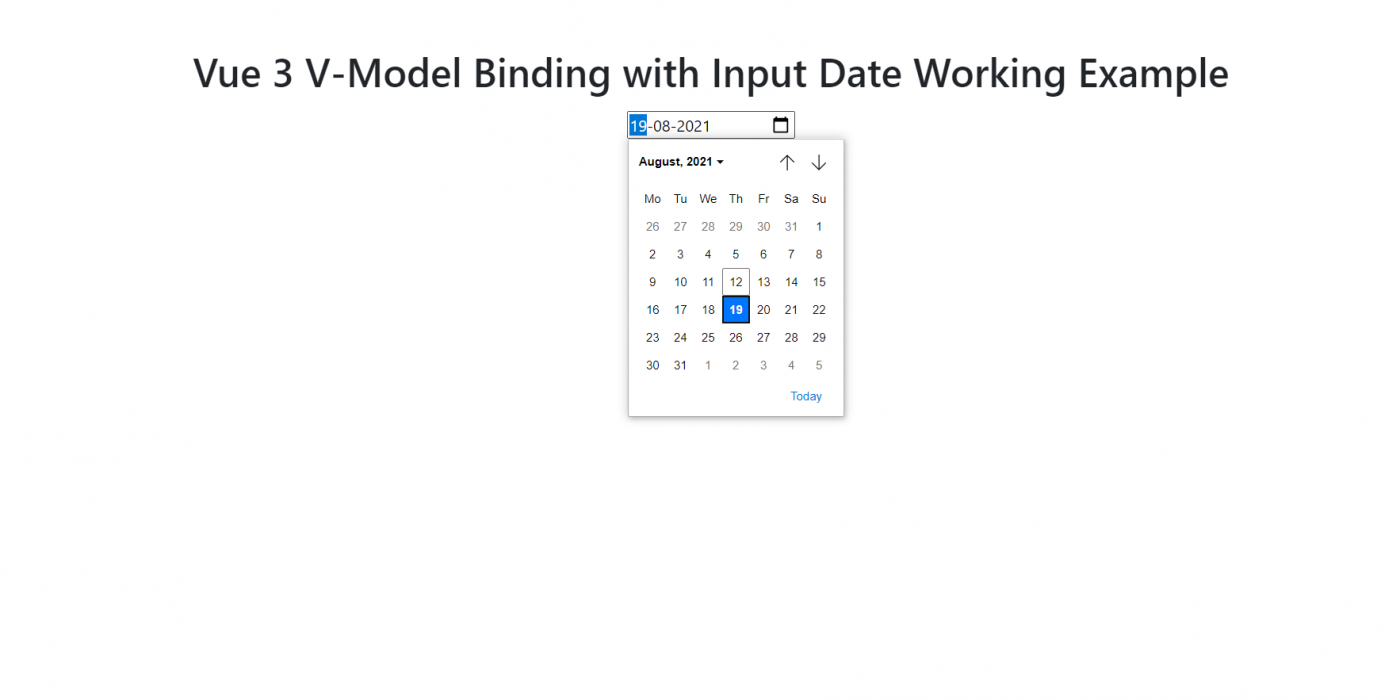 Vue 3 V-Model Binding with Input Type Date Working Example