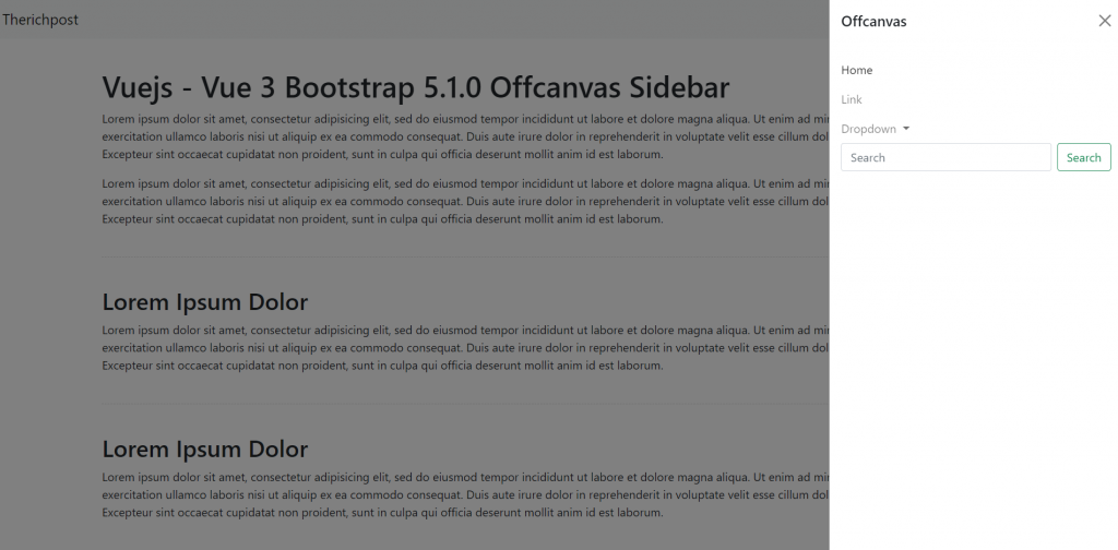 Vuejs - Vue 3 Bootstrap 5.1.0 Offcanvas Sidebar