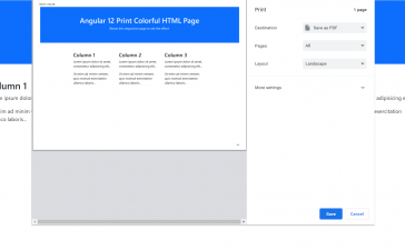 Angular 12 Print Colorful HTML Page Working Example