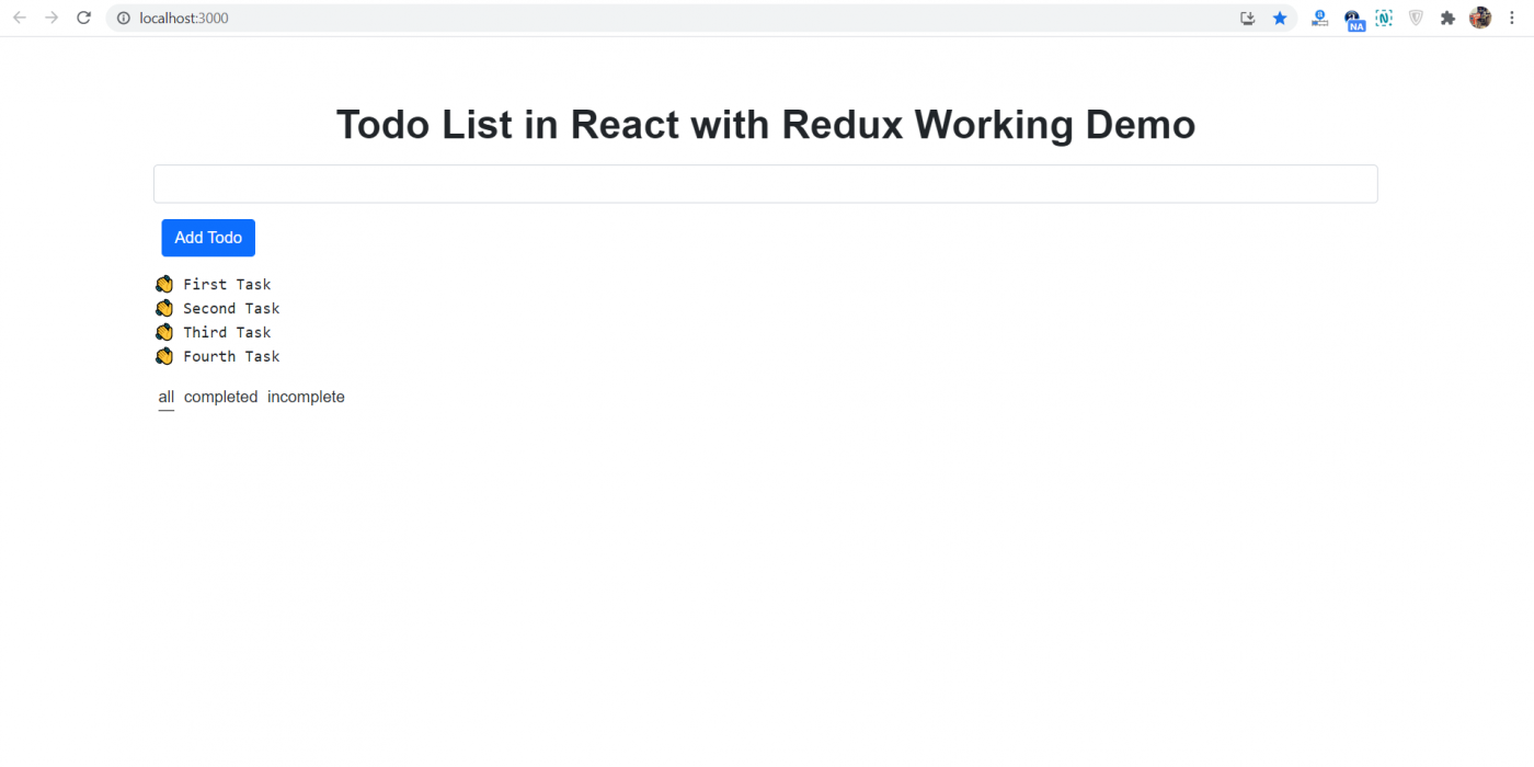 Create Todo List in React with Redux Working Code