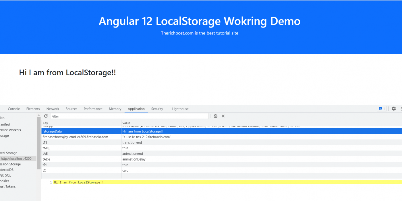 Angular 12 Local Storage Working Demo