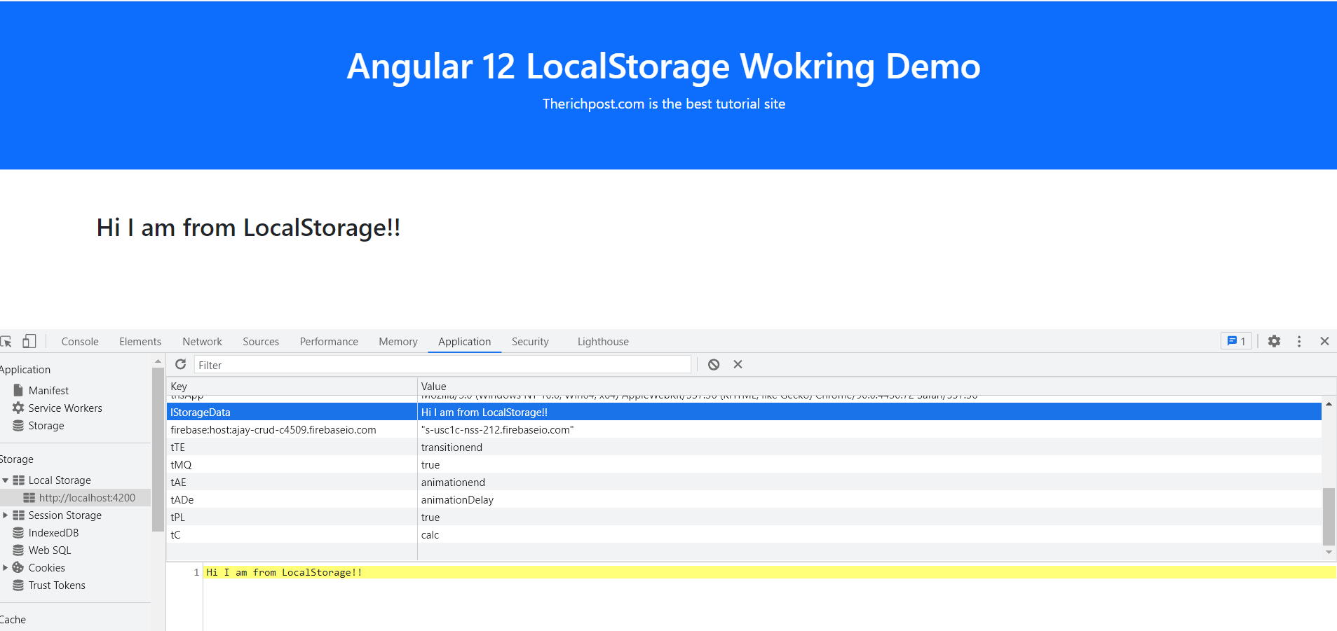 Angular 12 Local Storage Working Demo