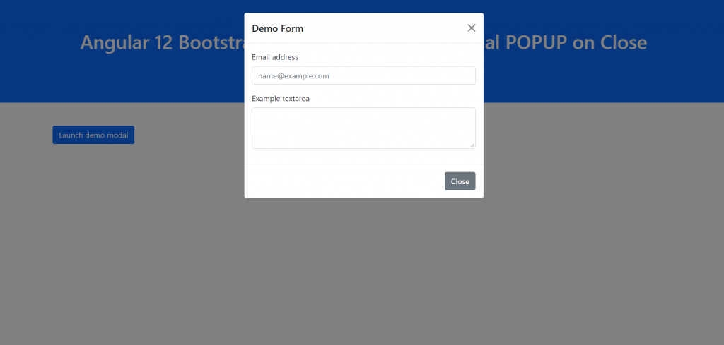 Angular 12 Reset Form inside Bootstrap 5 Modal POPUP when Closed