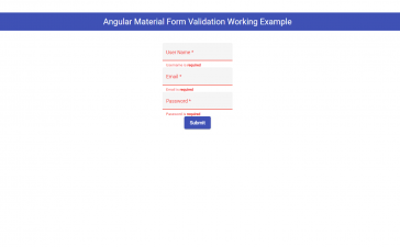 Angular Material Form Validation Working Example Code