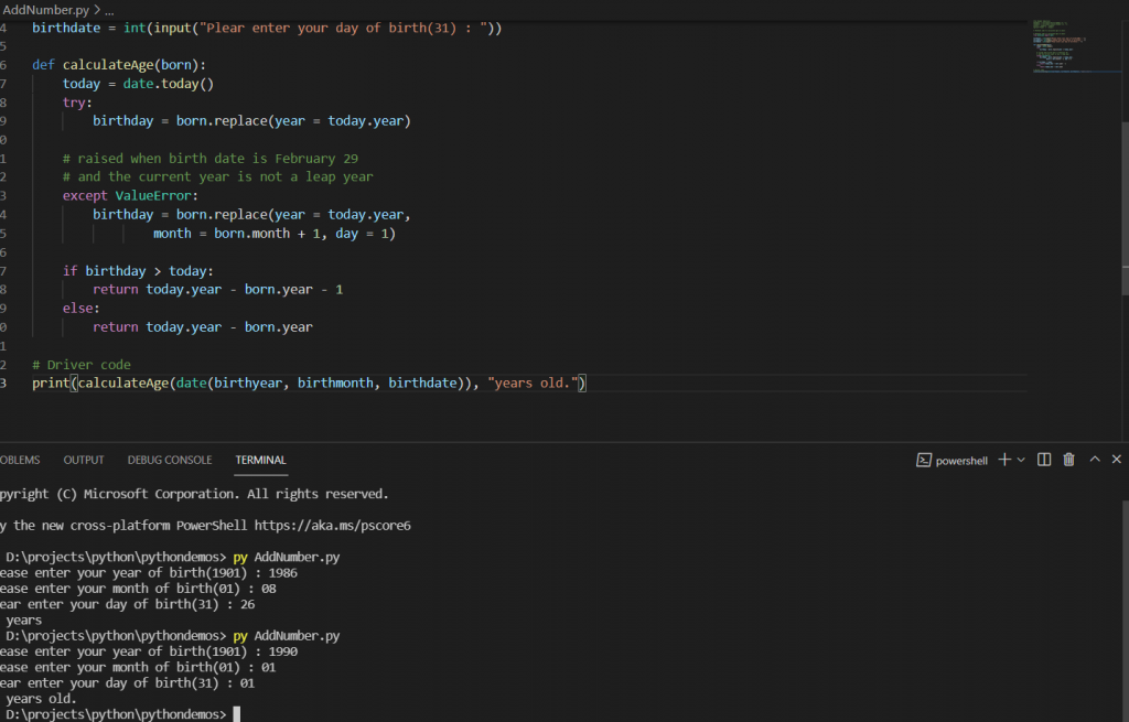 How to build age calculator with python 3?