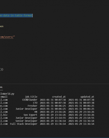 Python 3 Read and Print API JSON Data in Table Format