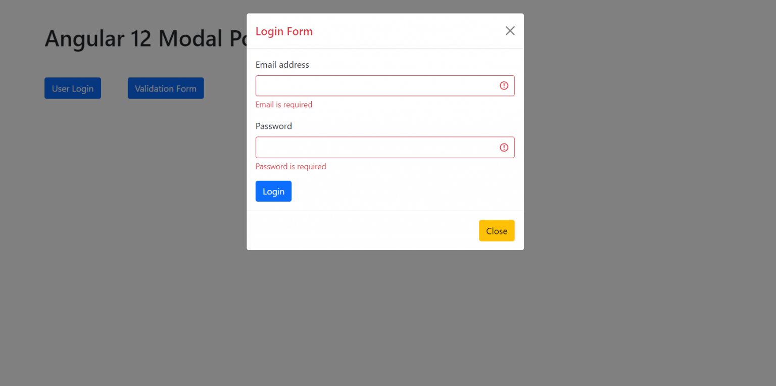 Angular 13 Bootstrap 5 Modal Popup Forms Working Example