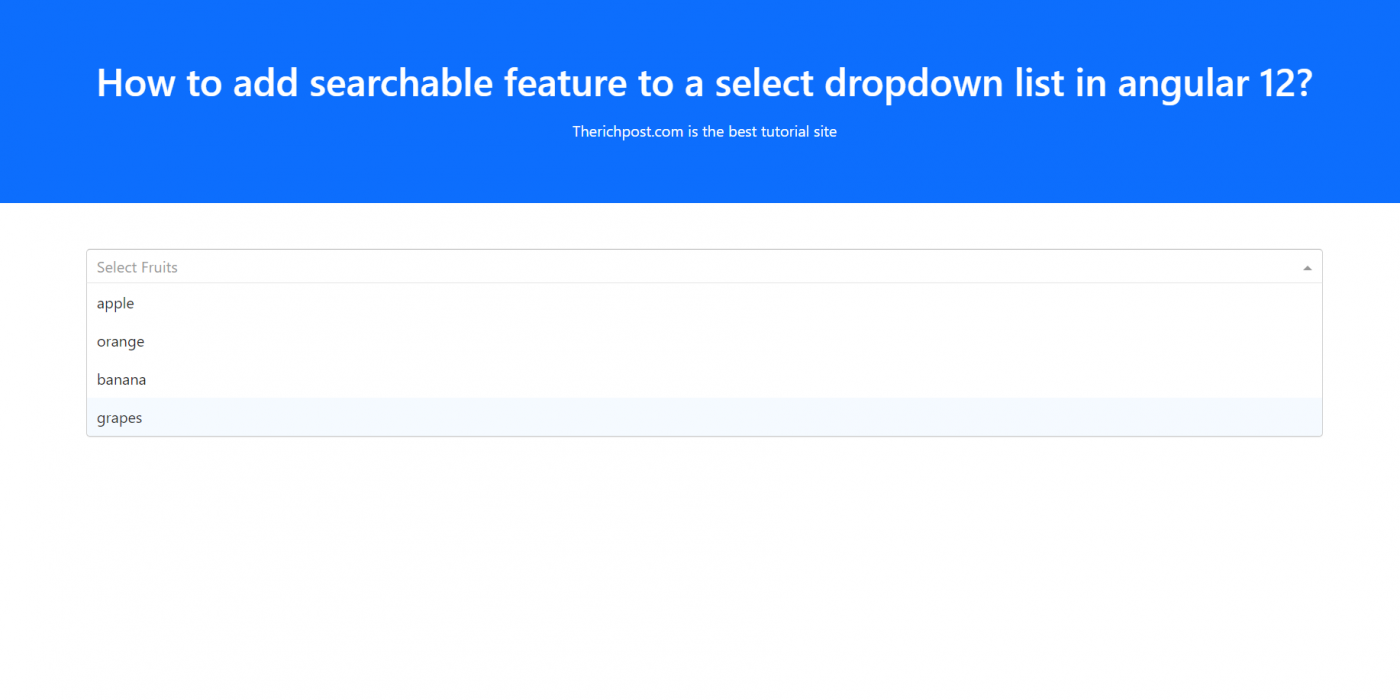 How to add searchable feature to a select dropdown list in angular 12?