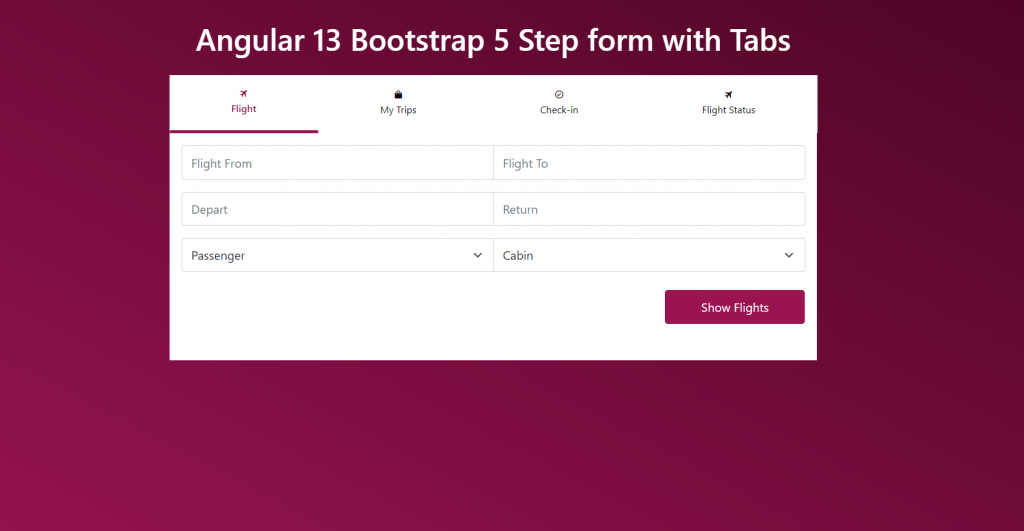 Angular 13 Bootstrap 5 Step Form with Tabs