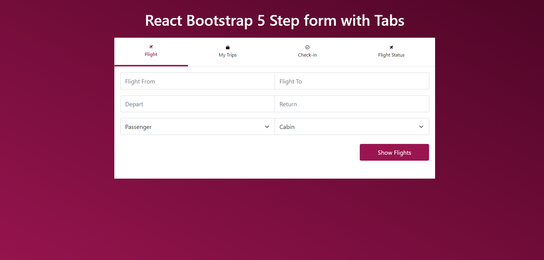 Reactjs Bootstrap 5 Step Form with Tabs