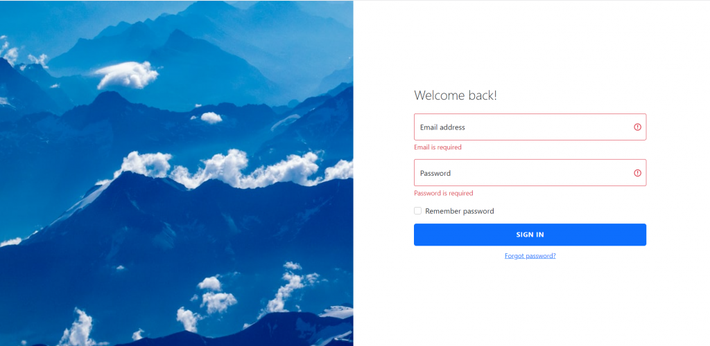 Angular Application Login Page Form with Validations