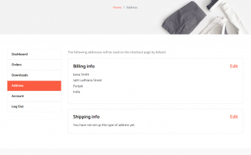 Build Complete Ecommerce Website in Angular 13 - User Billing & Shipping Address Page