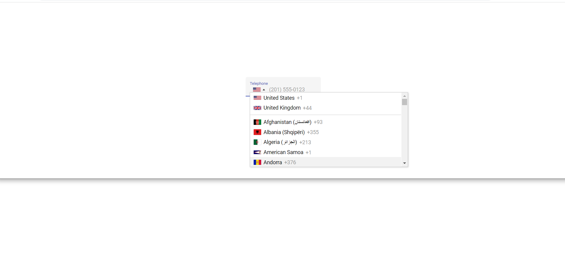 Angular Material Input with Country Flags and Country Code
