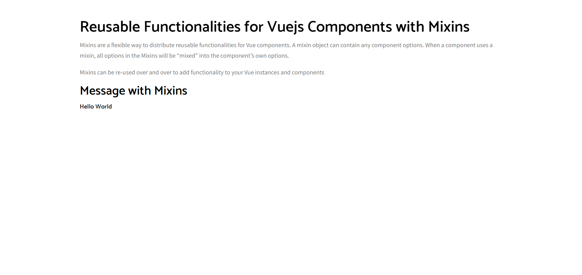 How to reuse the functionalities in vuejs using mixins?