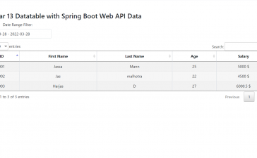 Angular 13 Datatable with Spring Boot Web API Data
