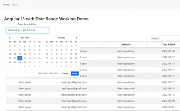 Angular 13 with Date Range Working Demo