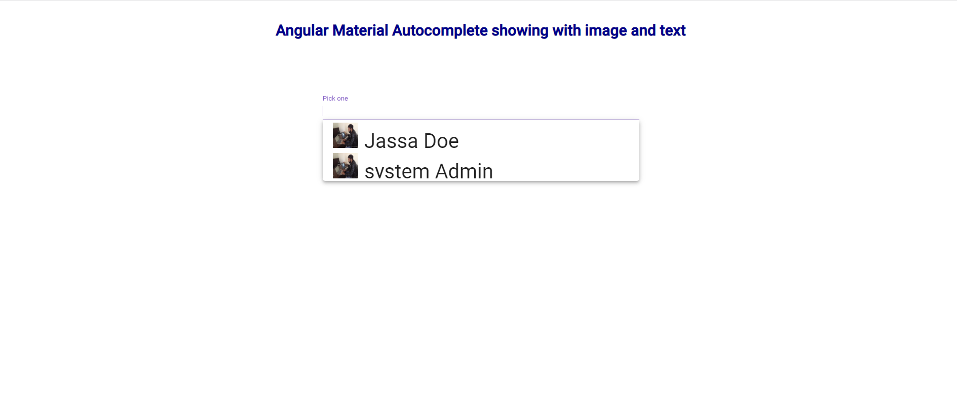 Angular Material Autocomplete showing with image and text