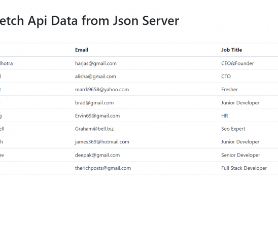 Reactjs Fetch Api Data from Json Server