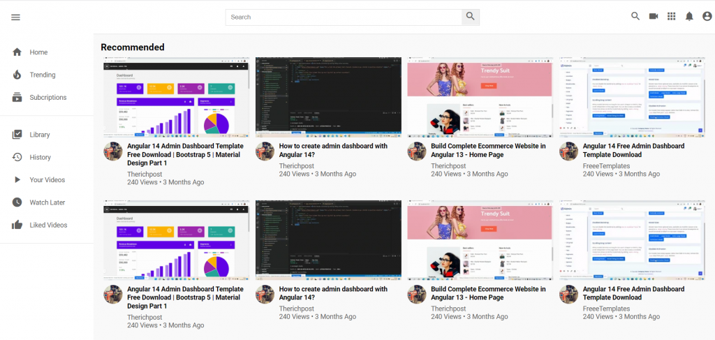 React Youtube UI Clone working example with source code