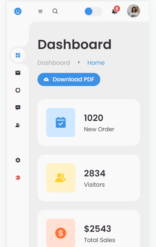 Angular 14 Free Responsive Admin Dashboard Mobile View