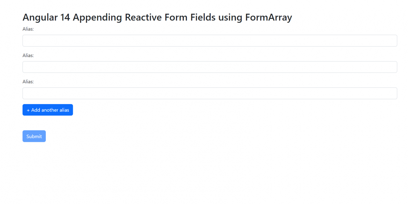 Angular 14 Appending Reactive Form Fields using FormArray