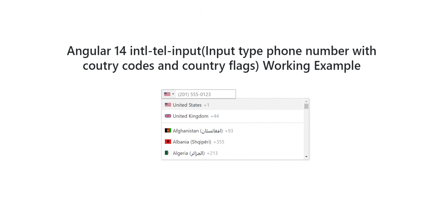Angular 14 Input type phone number with country codes and country flags Working Example in not good way