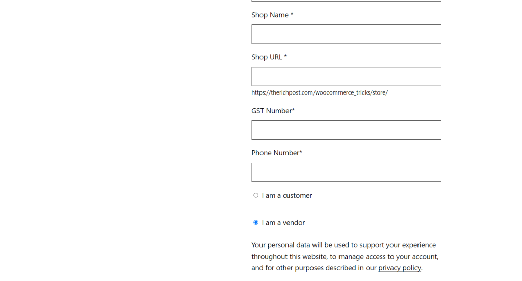 Dokan Multivendor Add Custom Field in Vendor Registration Form Working Demo