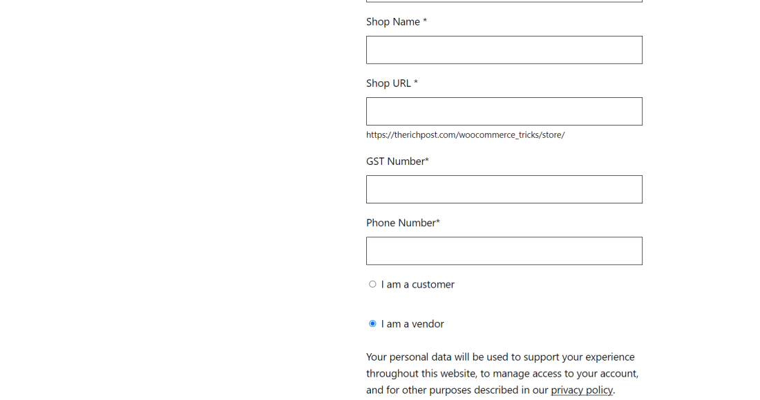 Dokan Multivendor Add Custom Field in Vendor Registration Form Working Demo