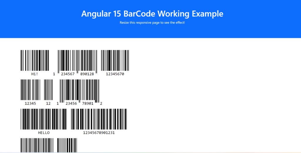 Angular 15 BarCode Generator Working Example