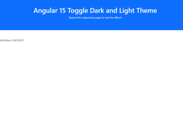 Angular 15 Toggle Dark and Light Theme