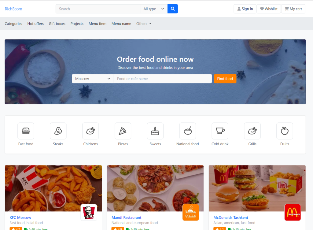Full Responsive Online Food Ordering Website Template in Angular 15
