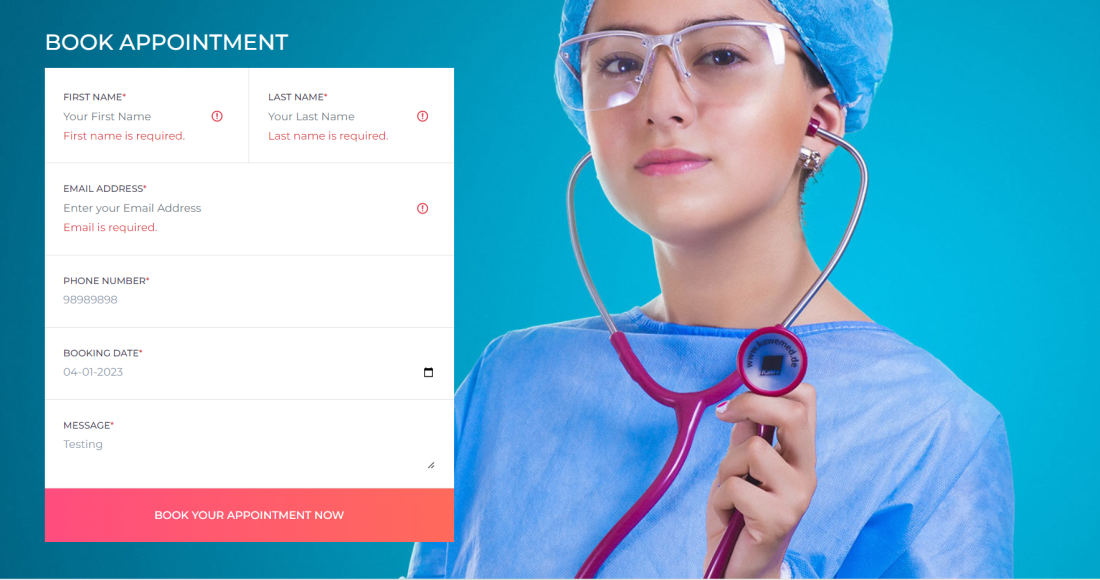 Angular 15 Doctor Appointment Booking Form Template with Validations Working Demo