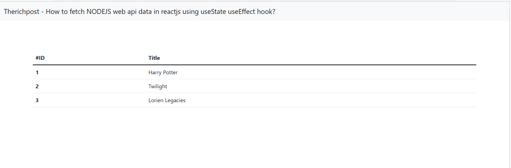 How to fetch NODEJS web api data in reactjs using useState useEffect hooks