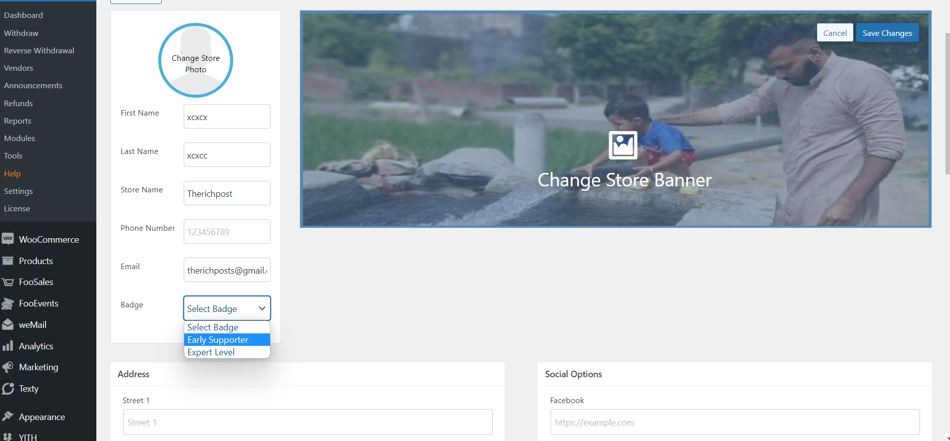 Dokan Multi vendor add custom badges to a vendor/users profile working demo