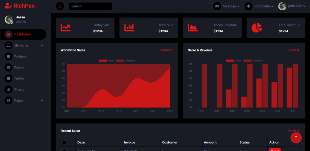 Get Free Responsive Admin Dashboard Template in Angular 15