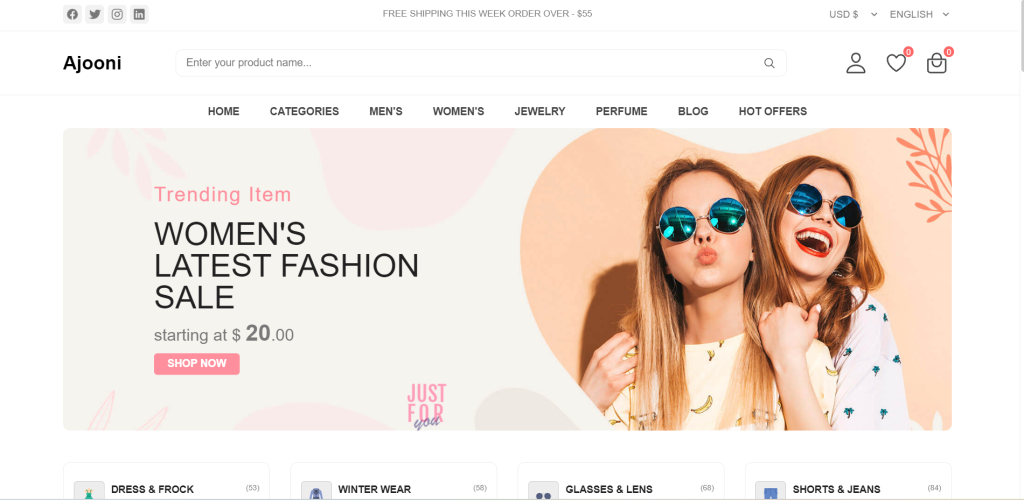 React Free Ecommerce Responsive Website Template Download