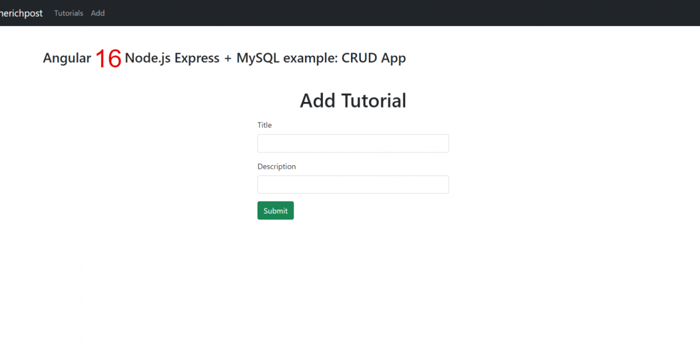 Angular 16 + Node.js Express + MySQL example: CRUD App