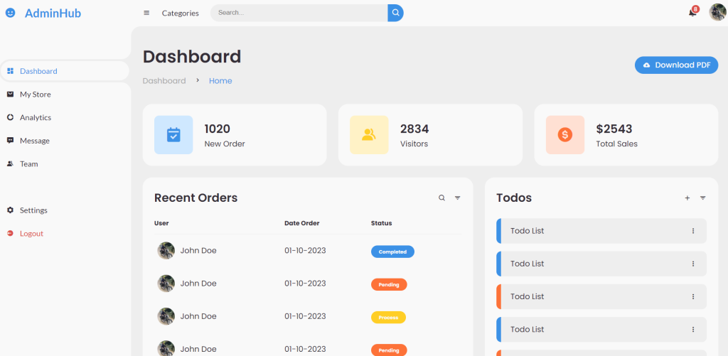 Create your own Admin Dashboard Template with Reactjs Html CSS