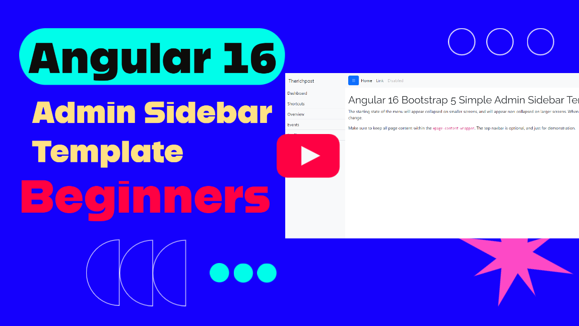 How to make simple admin sidebar template with Bootstrap 5 and Angular16?