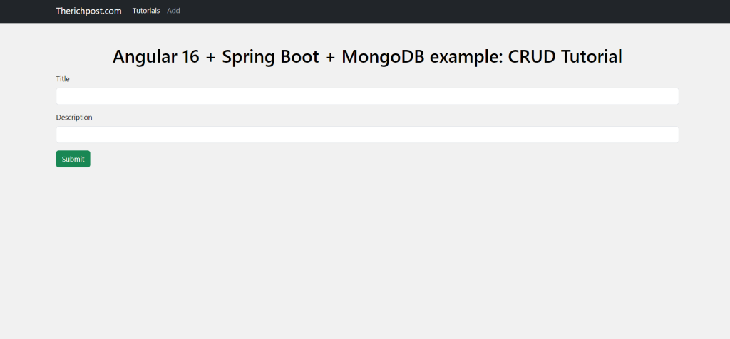 Angular 16 + Spring Boot + MongoDB example: CRUD Tutorial