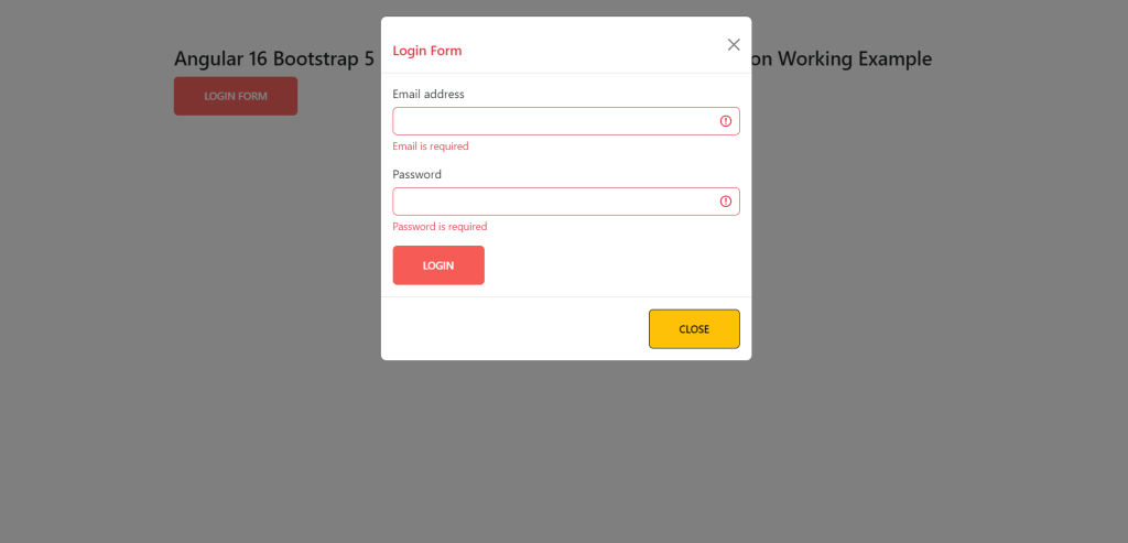 Angular 16 Bootstrap 5 Modal Popup Reactive Forms with Validation Working Example