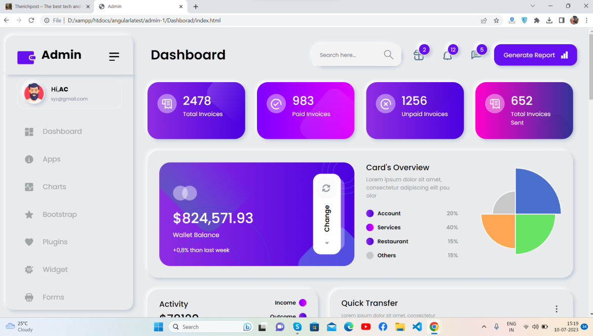 Free Admin Dashboard Templates Bootstrap Dashboard Template Therichpost 4620