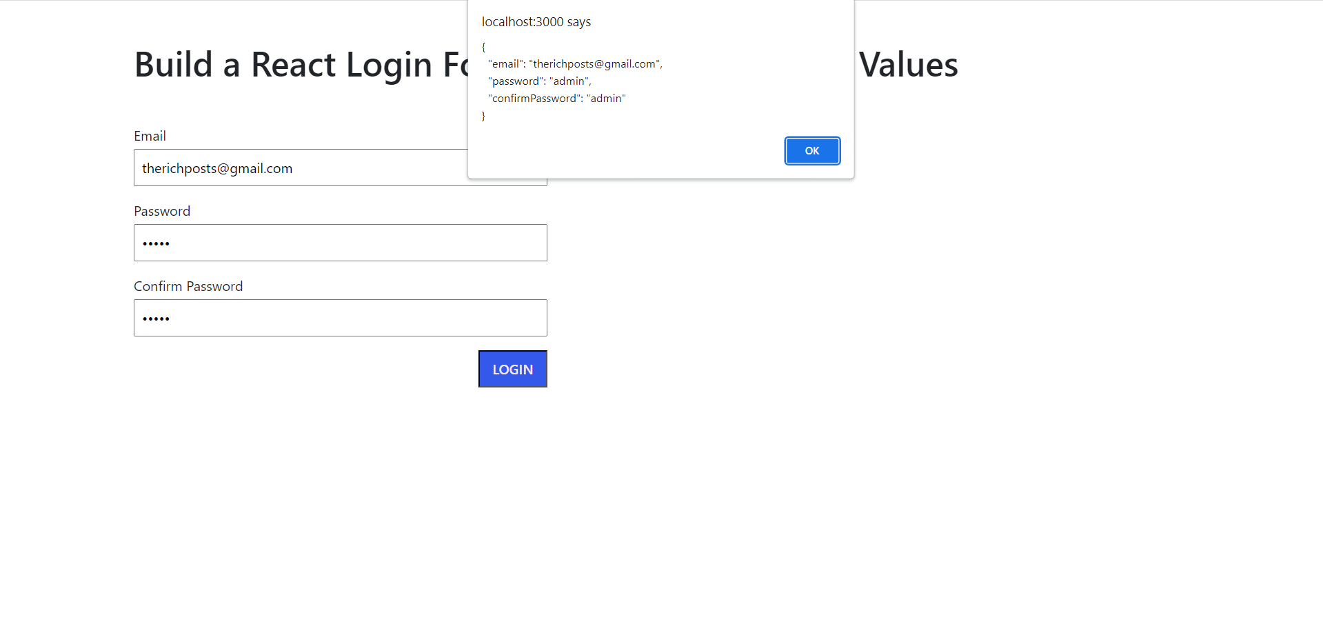 How to Build a React Login Form With Hooks and Get Values?
