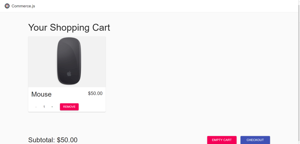 React Ecommerce Apllication cart page