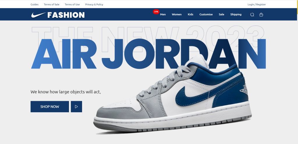 Angular Fashion Air Jordan Ecommerce Website Template Free