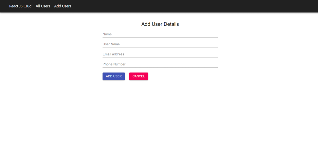 React JS CRUD example step by step Add User