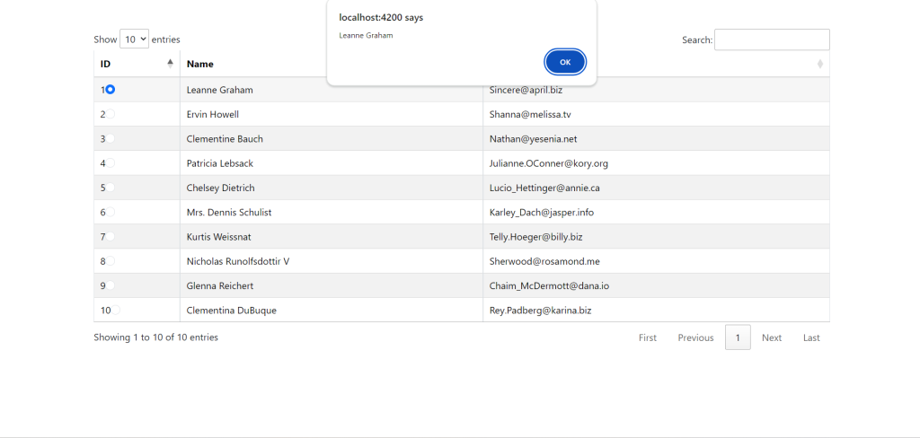 ANGULAR 17 Datatable with Dynamic Data & Get data from selected row