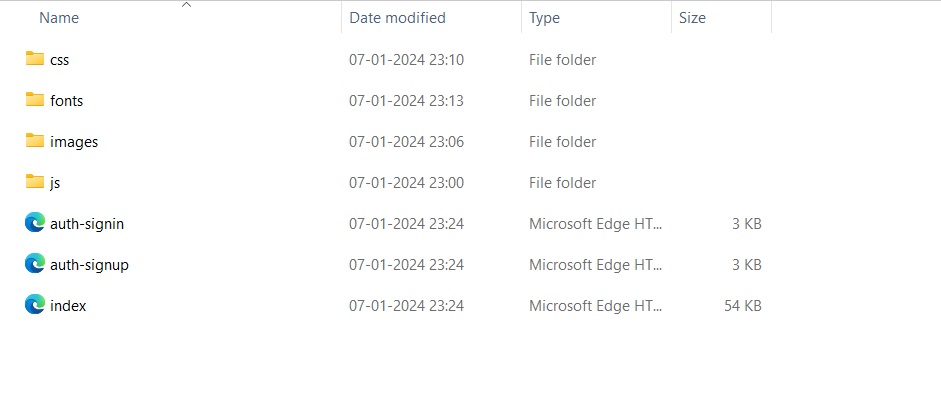 Admin Dashboard file structure