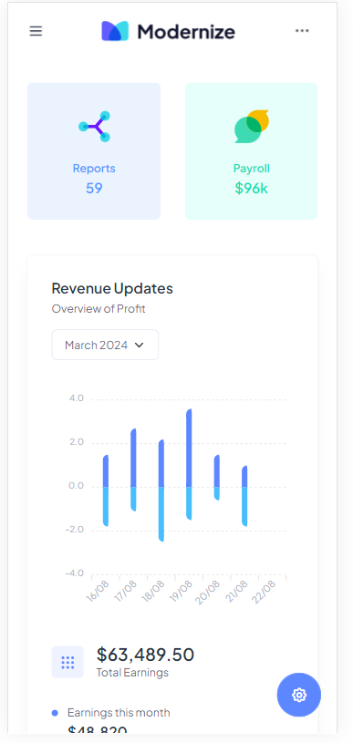 Mobile view admin dashboard