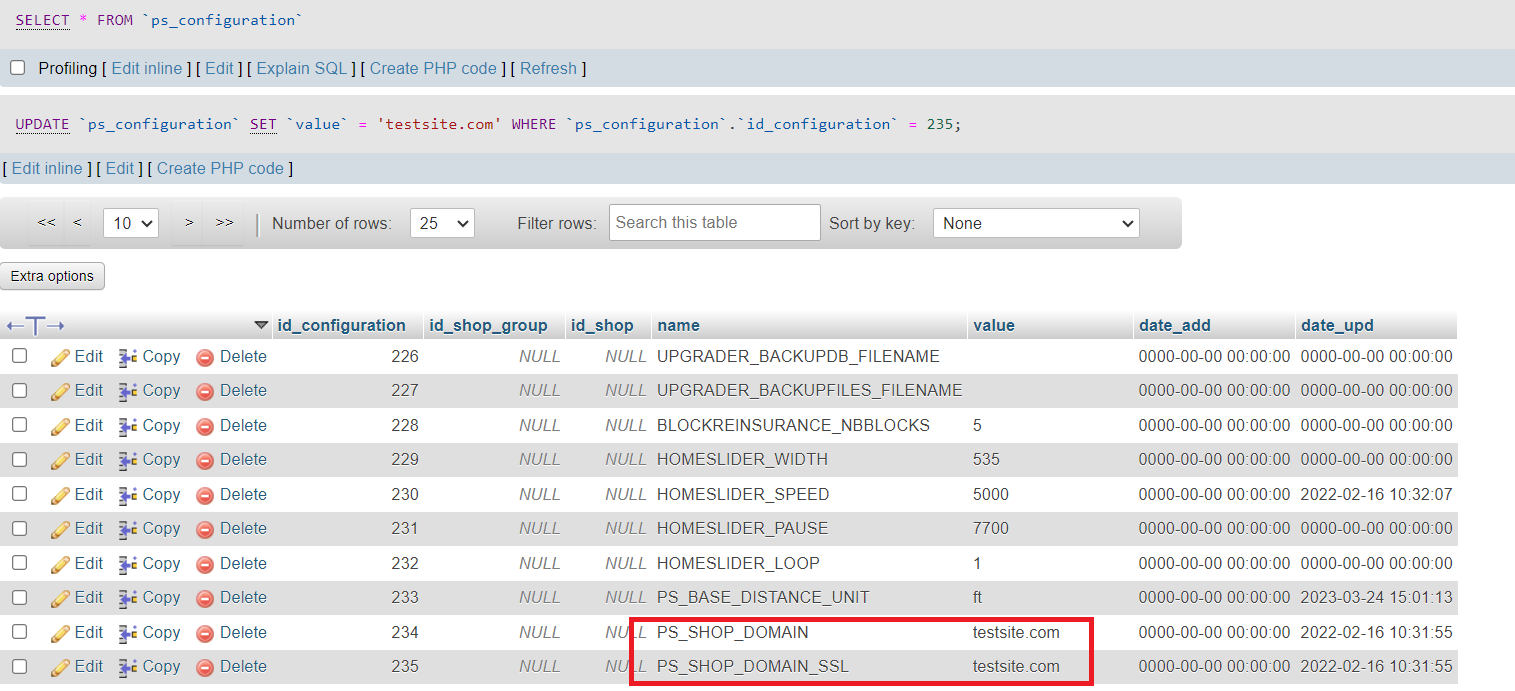 How to change prestashop shop url in database? - Therichpost